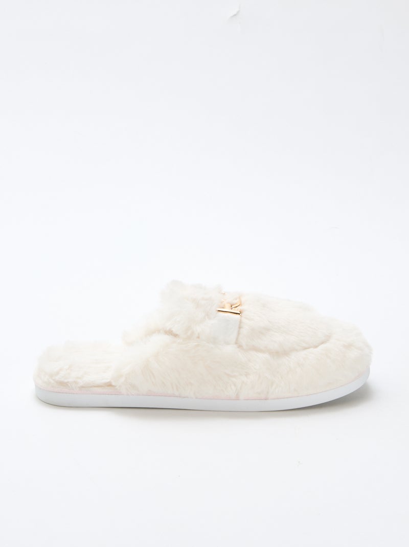 Pantofole sabot in ecopelliccia Beige - Kiabi