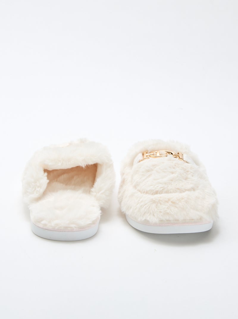 Pantofole sabot in ecopelliccia Beige - Kiabi