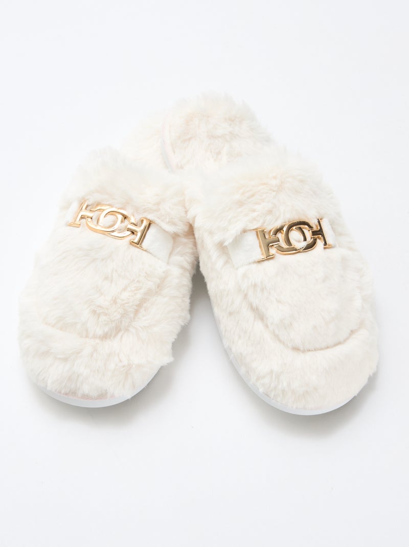 Pantofole sabot in ecopelliccia Beige - Kiabi