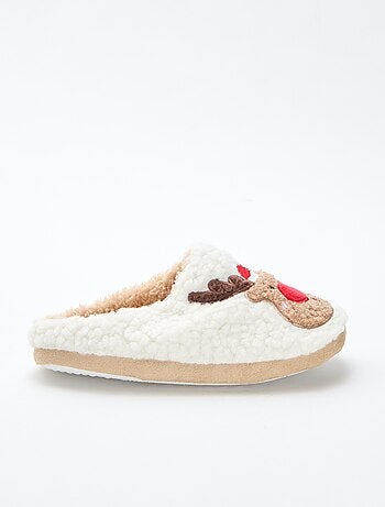 Pantofole sabot in materiale effetto montone