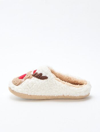 Pantofole sabot in materiale effetto montone