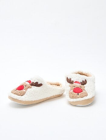 Pantofole sabot in materiale effetto montone