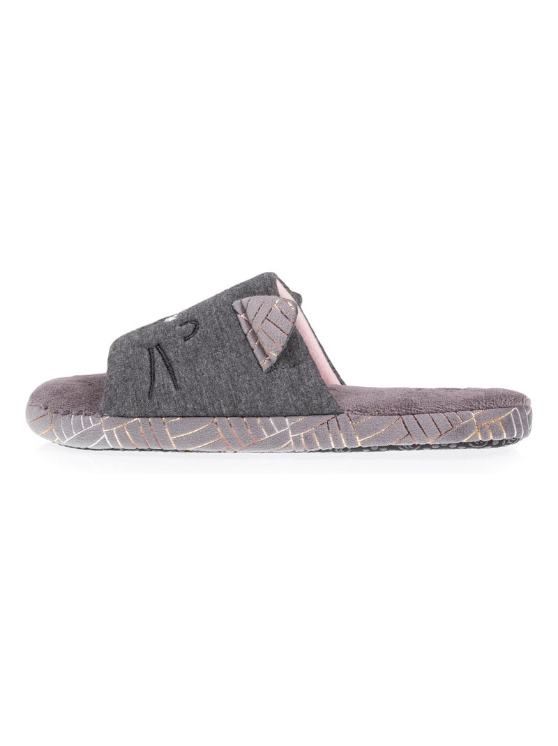 Pantofole sandali in jersey e suola con borchie donna Isotoner Grigio melangiato - Kiabi