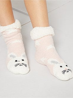 Pantofole spesse in maglia peluche - Kiabi