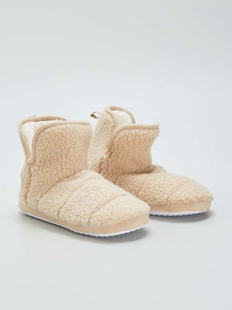 Pantofole stivale effetto montone BEIGE - Kiabi