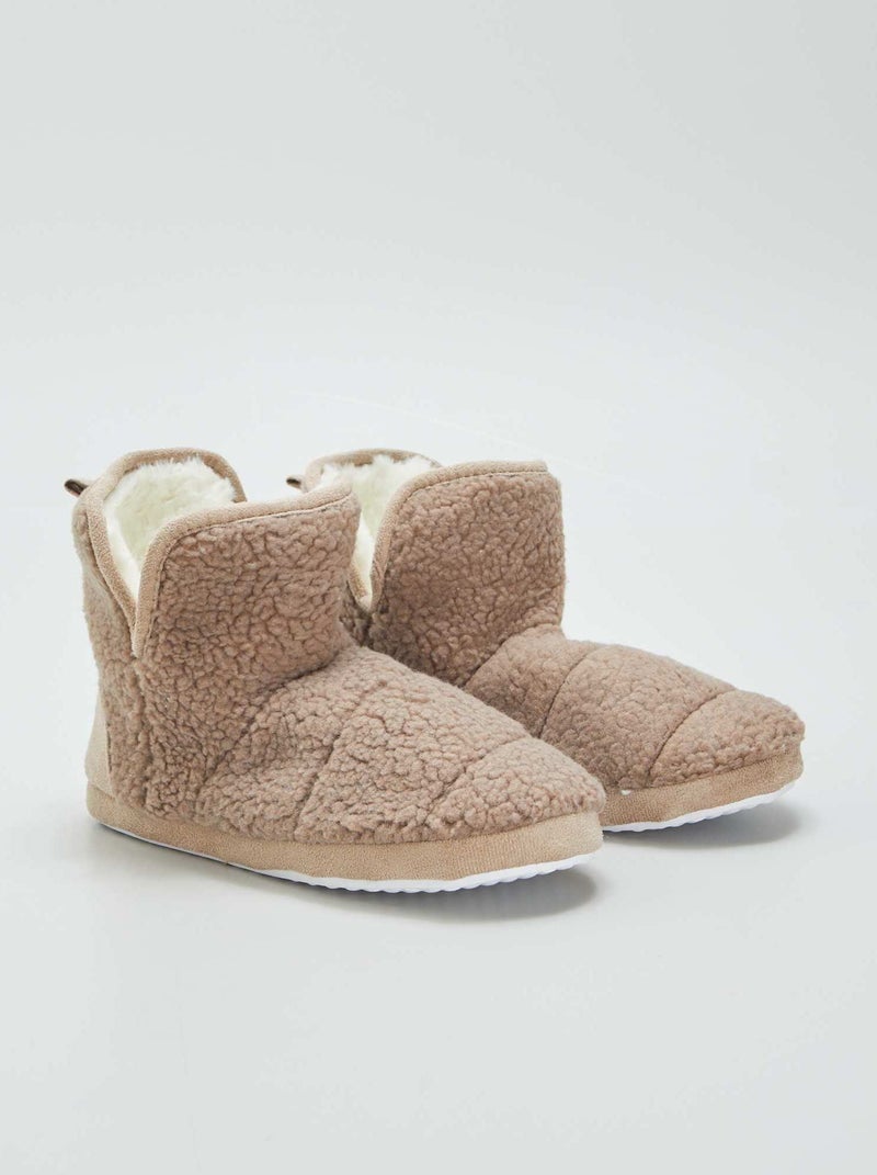 Pantofole stivale effetto montone MARRONE - Kiabi