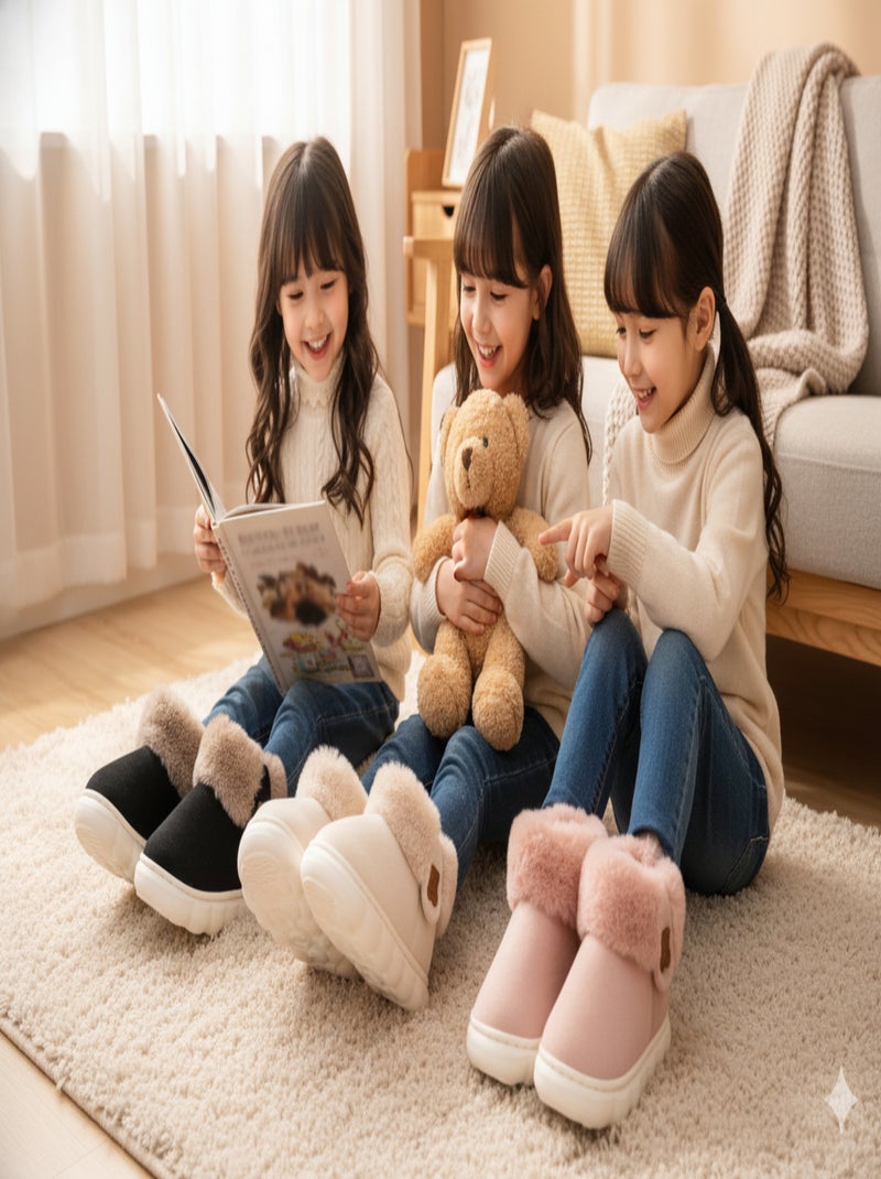 Pantofole Stivaletti Bambina Calde e Leggere MP9760 Beige - Kiabi