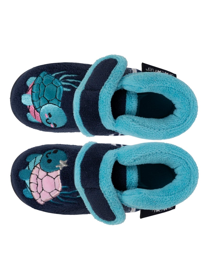 Pantofole stivaletti con chiusura in velcro, buon supporto neonato bambina Isotoner Blu marino - Kiabi