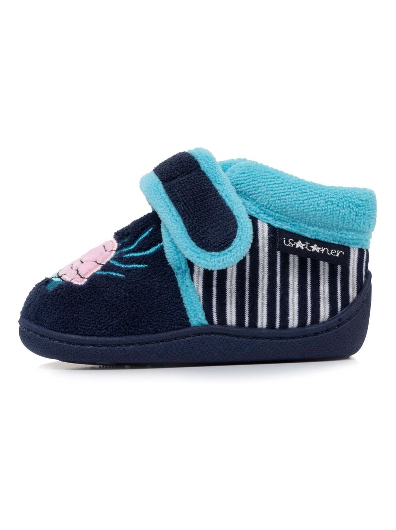 Pantofole stivaletti con chiusura in velcro, buon supporto neonato bambina Isotoner Blu marino - Kiabi