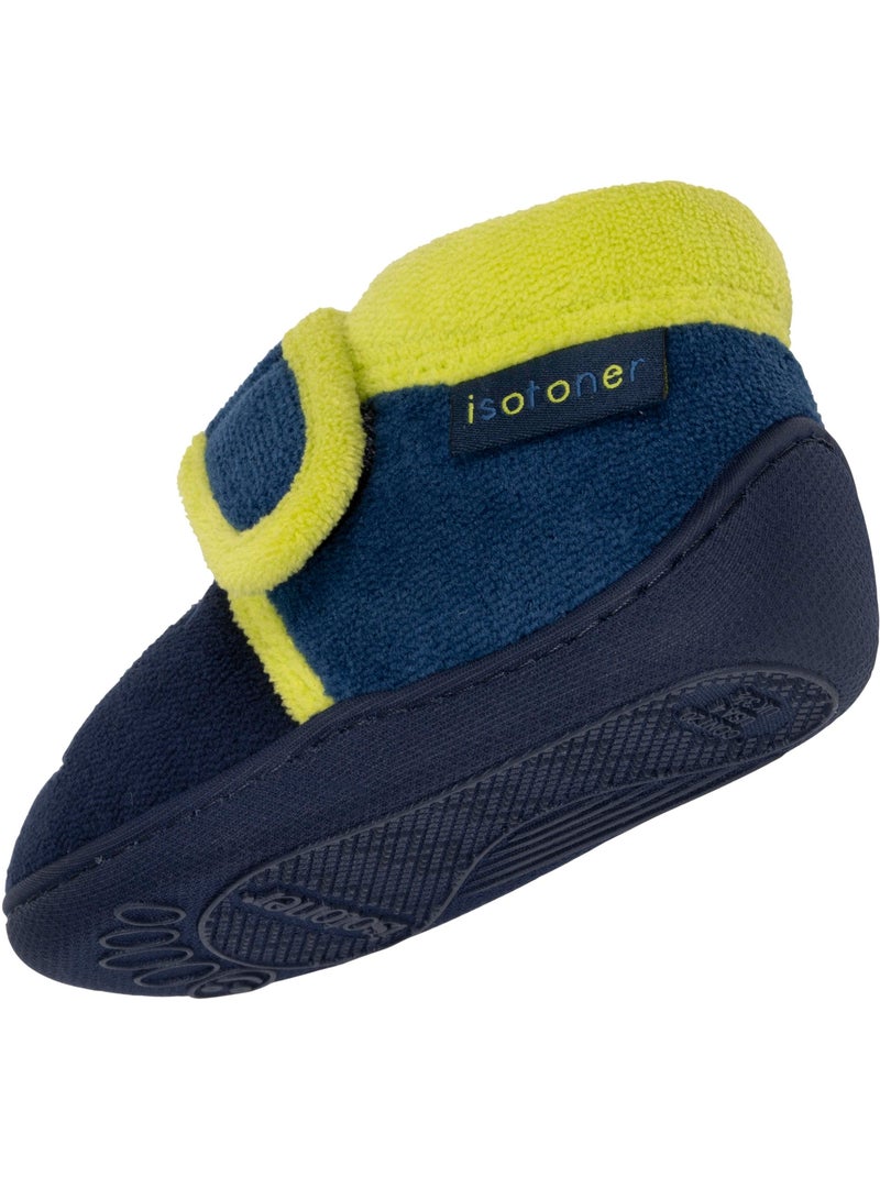Pantofole stivaletti con chiusura in velcro, buon supporto neonato bambino Blu marino - Kiabi