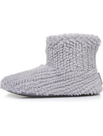 Pantofole stivaletti imitazione di pelliccia, suola donna isotoner