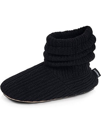 Pantofole stivaletti maglia e fiocco in raso donna isotoner