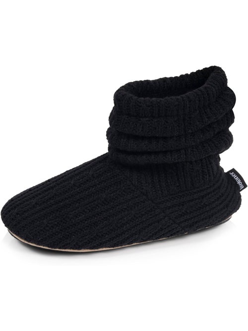 Pantofole stivaletti maglia e fiocco in raso donna - Kiabi