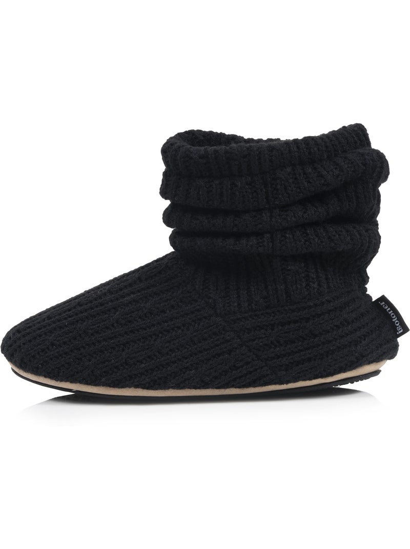Pantofole stivaletti maglia e fiocco in raso donna Nero - Kiabi