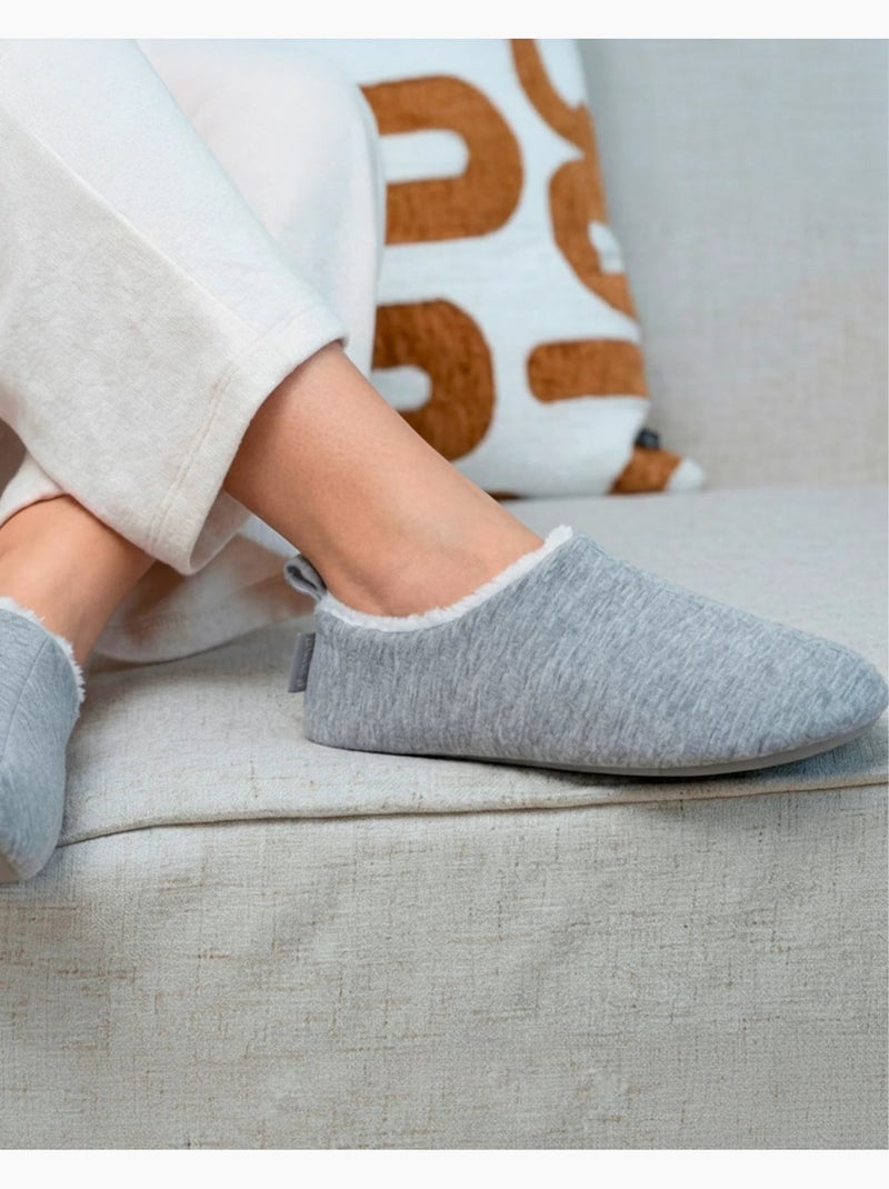 Pantofole stivaletti maglia, suola in gomma antiscivolo donna Grigio melangiato - Kiabi