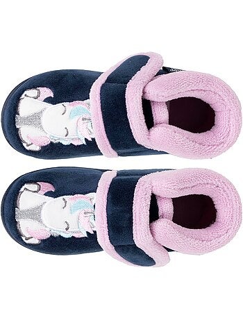 Pantofole stivaletti microvelluto con sostegno rinforzato, neonato bambina