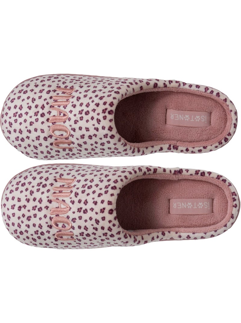 Pantofole stivaletti microvelluto leopardato, suola bambina Bianco / Rosa / Beige - Kiabi
