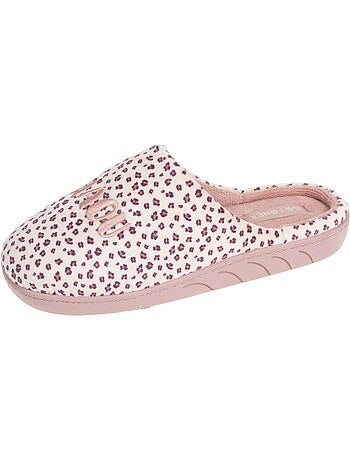 Pantofole stivaletti microvelluto leopardato, suola bambina Isotoner