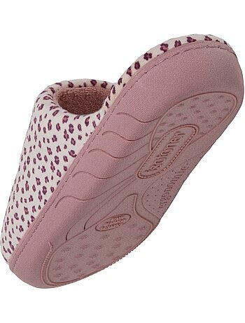 Pantofole stivaletti microvelluto leopardato, suola bambina isotoner