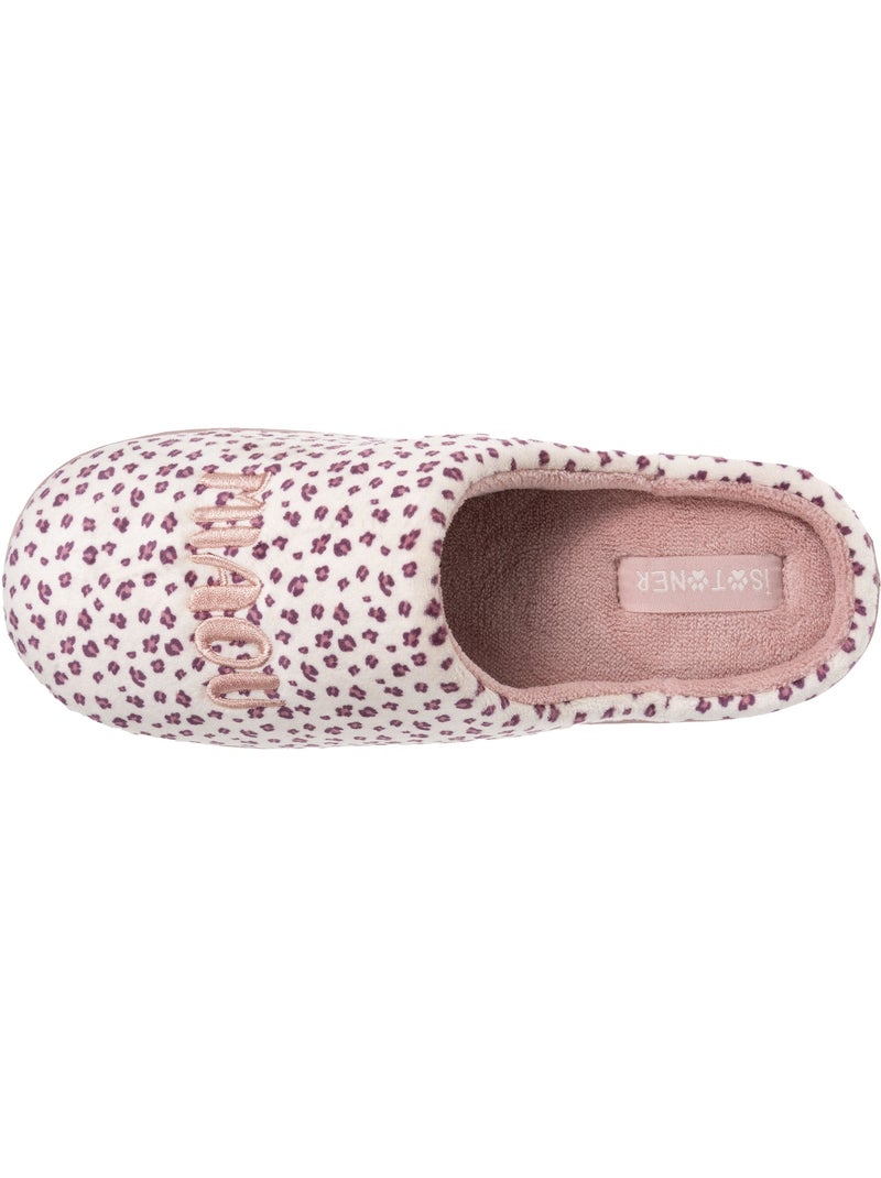 Pantofole stivaletti microvelluto leopardato, suola bambina Isotoner Bianco / Rosa / Beige - Kiabi