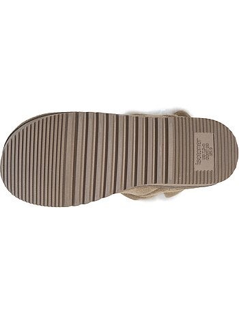 Pantofole stivaletti pelle color cammello, suola in gomma donna isotoner