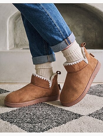 Pantofole stivaletti similpelle - suola dentellata donna isotoner