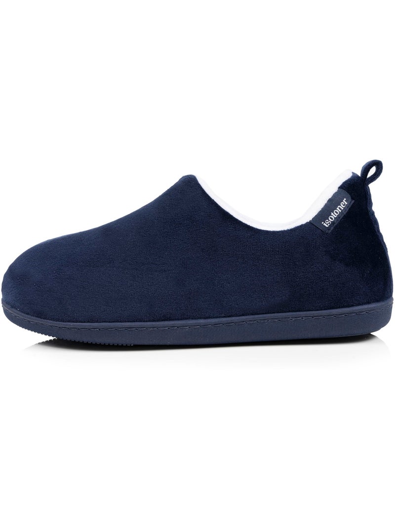 Pantofole stivaletti soletta ergonomica in microvelour con donna Isotoner Blu marino - Kiabi