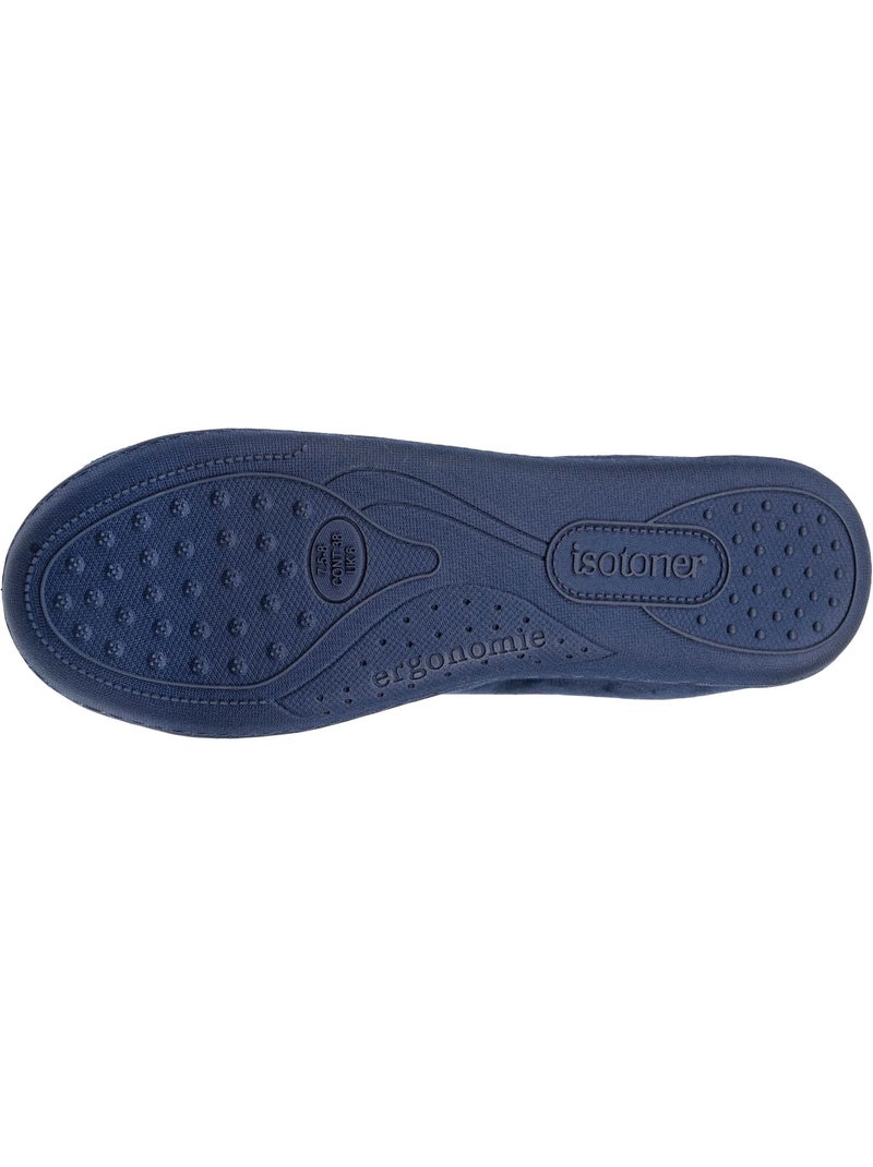 Pantofole stivaletti soletta ergonomica in microvelour con donna Isotoner Blu marino - Kiabi
