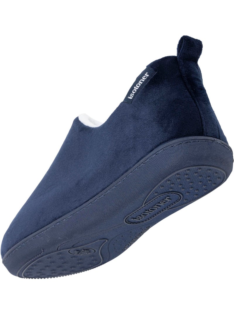Pantofole stivaletti soletta ergonomica in microvelour con donna Isotoner Blu marino - Kiabi