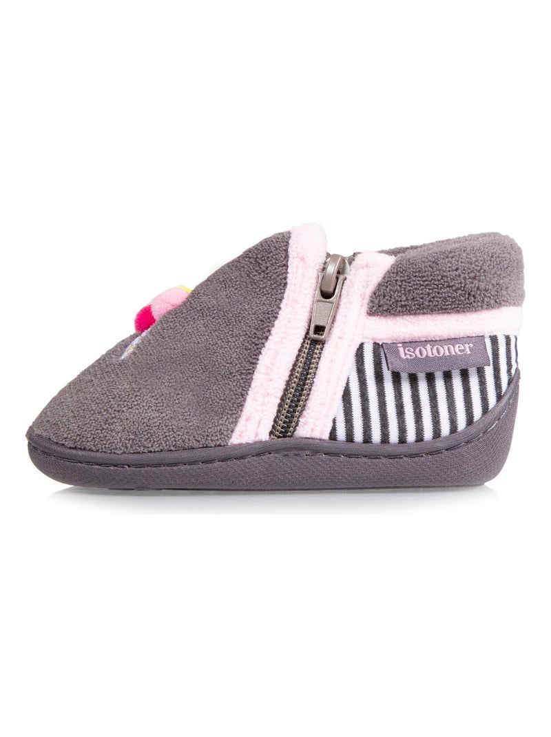Pantofole stivaletti suola antiscivolo neonato bambina Isotoner Grigio grigio - Kiabi