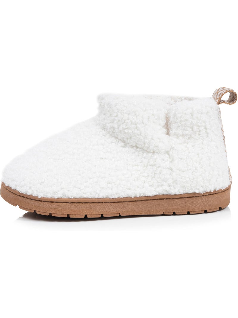 Pantofole stivaletti tessuto a riccioli - suola dentellata bambina isotoner Avorio - Kiabi