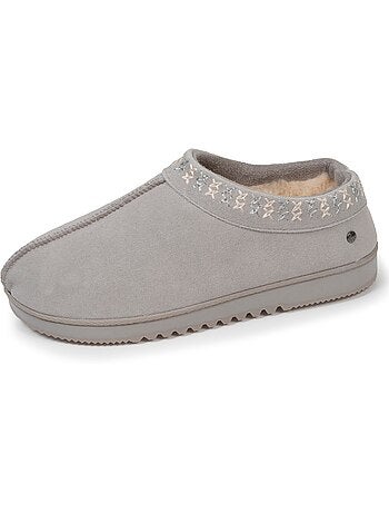 Pantofole stivaletti tomaia in pelle, suola comfort donna isotoner