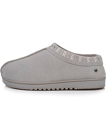 Pantofole stivaletti tomaia in pelle, suola comfort donna isotoner