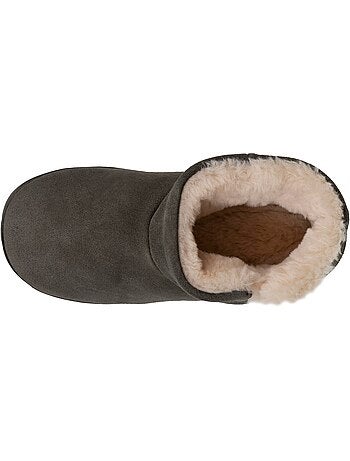 Pantofole stivaletti tomaia in pelle, suola con plateau donna isotoner