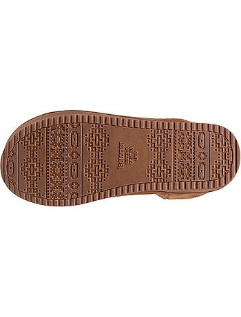 Pantofole stivaletti tomaia in pelle, suola con plateau donna isotoner