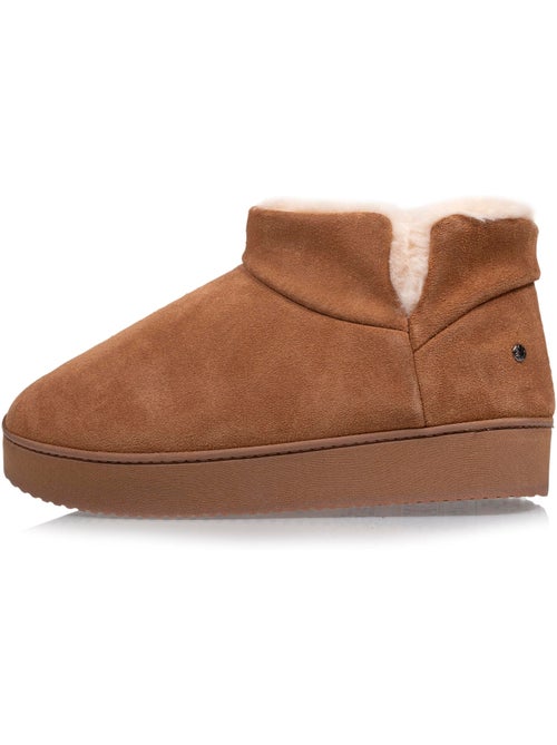 Pantofole stivaletti tomaia in pelle, suola con plateau donna isotoner - Kiabi Pantofole stivaletti tomaia in pelle, suola con plateau donna isotoner - Kiabi