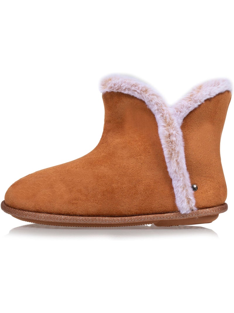 Pantofole stivaletti ultraconfortevole e caldo, con fodera e donna Cammello - Kiabi