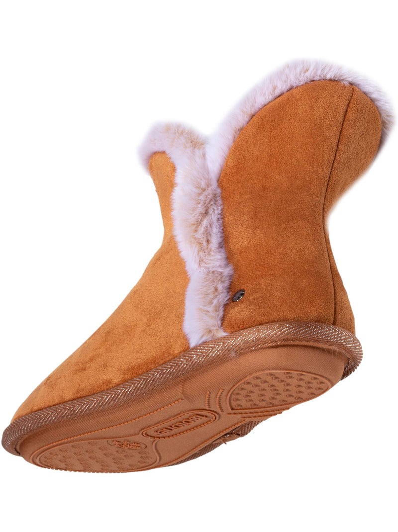 Pantofole stivaletti ultraconfortevole e caldo, con fodera e donna Cammello - Kiabi