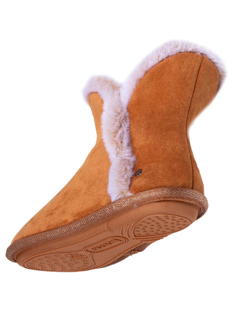 Pantofole stivaletti ultraconfortevole e caldo, con fodera e donna Isotoner Cammello - Kiabi