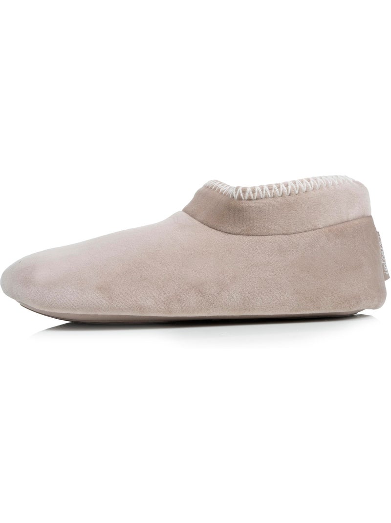Pantofole stivaletti velluto, suola in gomma antiscivolo donna Beige - Kiabi