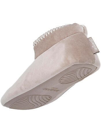 Pantofole stivaletti velluto, suola in gomma antiscivolo donna Isotoner