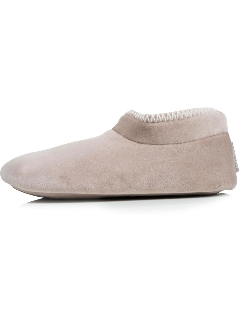 Pantofole stivaletti velluto, suola in gomma antiscivolo donna Isotoner Beige - Kiabi