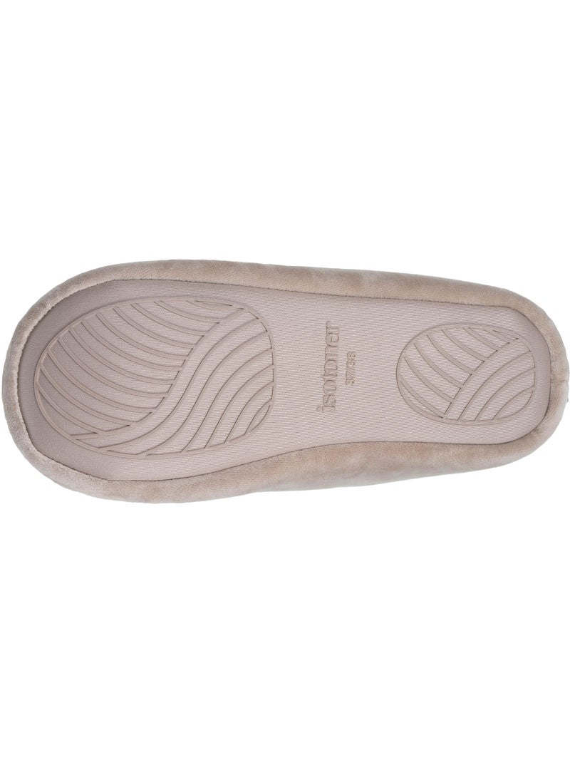 Pantofole stivaletti velluto, suola in gomma antiscivolo donna Isotoner Beige - Kiabi