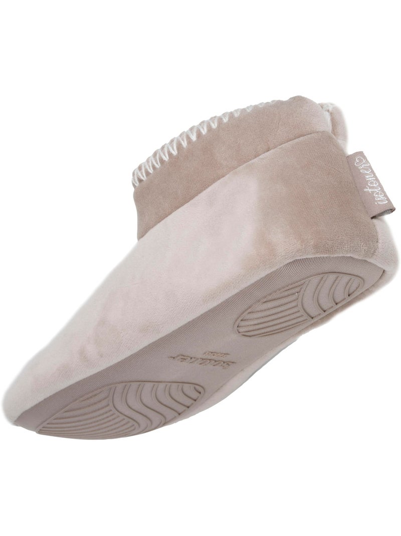 Pantofole stivaletti velluto, suola in gomma antiscivolo donna Isotoner Beige - Kiabi