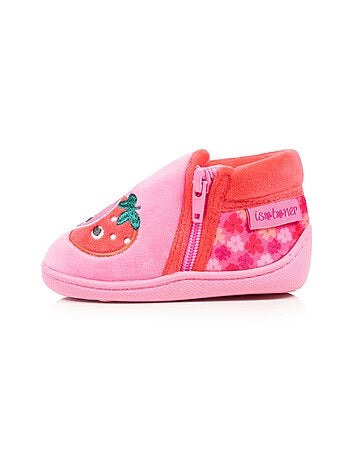 Pantofole stivaletti velour, supporto rinforzato, chiusura a neonato bambina Isotoner