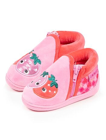 Pantofole stivaletti velour, supporto rinforzato, chiusura a neonato bambina