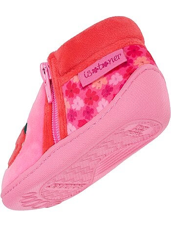 Pantofole stivaletti velour, supporto rinforzato, chiusura a neonato bambina