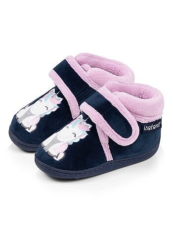 Pantofole stivaletti velour, supporto rinforzato, chiusura in neonato bambina Isotoner