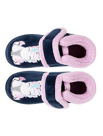 Pantofole stivaletti velour, supporto rinforzato, chiusura in neonato bambina Isotoner
