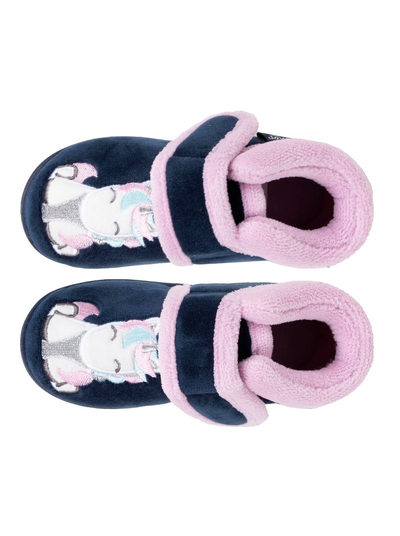 Pantofole stivaletti velour, supporto rinforzato, chiusura in neonato bambina Isotoner Blu marino - Kiabi